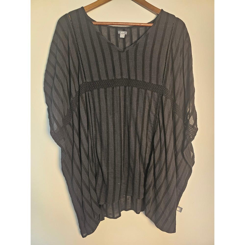 Boho Aerie Kaftan Poncho Top Womens L/XL Black Lace swimsuit cover-up